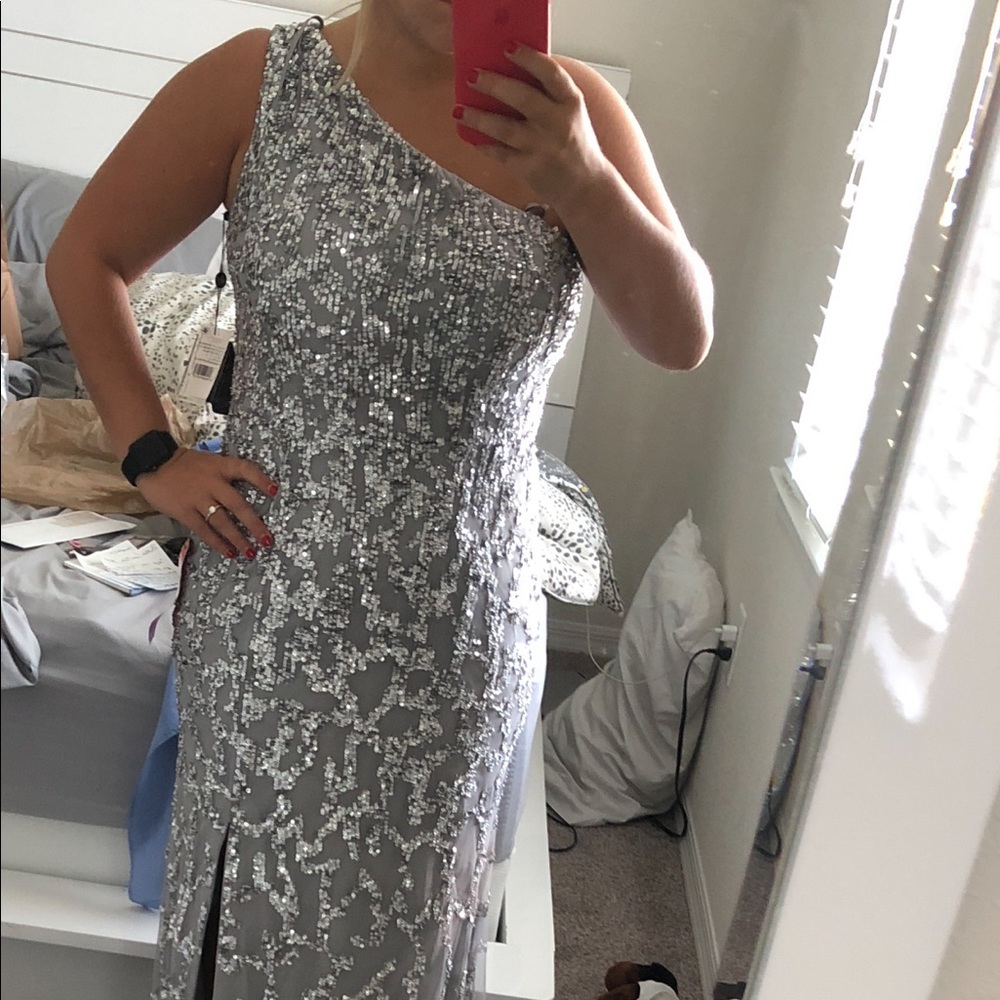 One Shoulder Sequin Gown